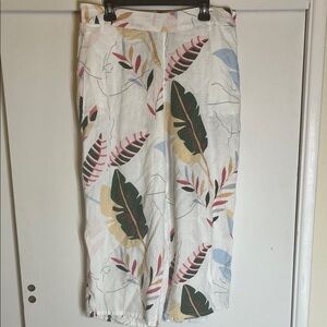 Cynthia Rowley White Floral Tropical Wide Leg Pants 1X